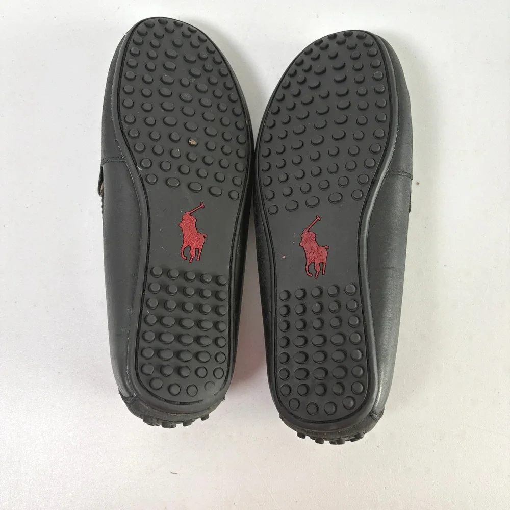 Polo Ralph Lauren Woodley Driving Loafers Mens 8.5 D Black Leather Slip On Shoes